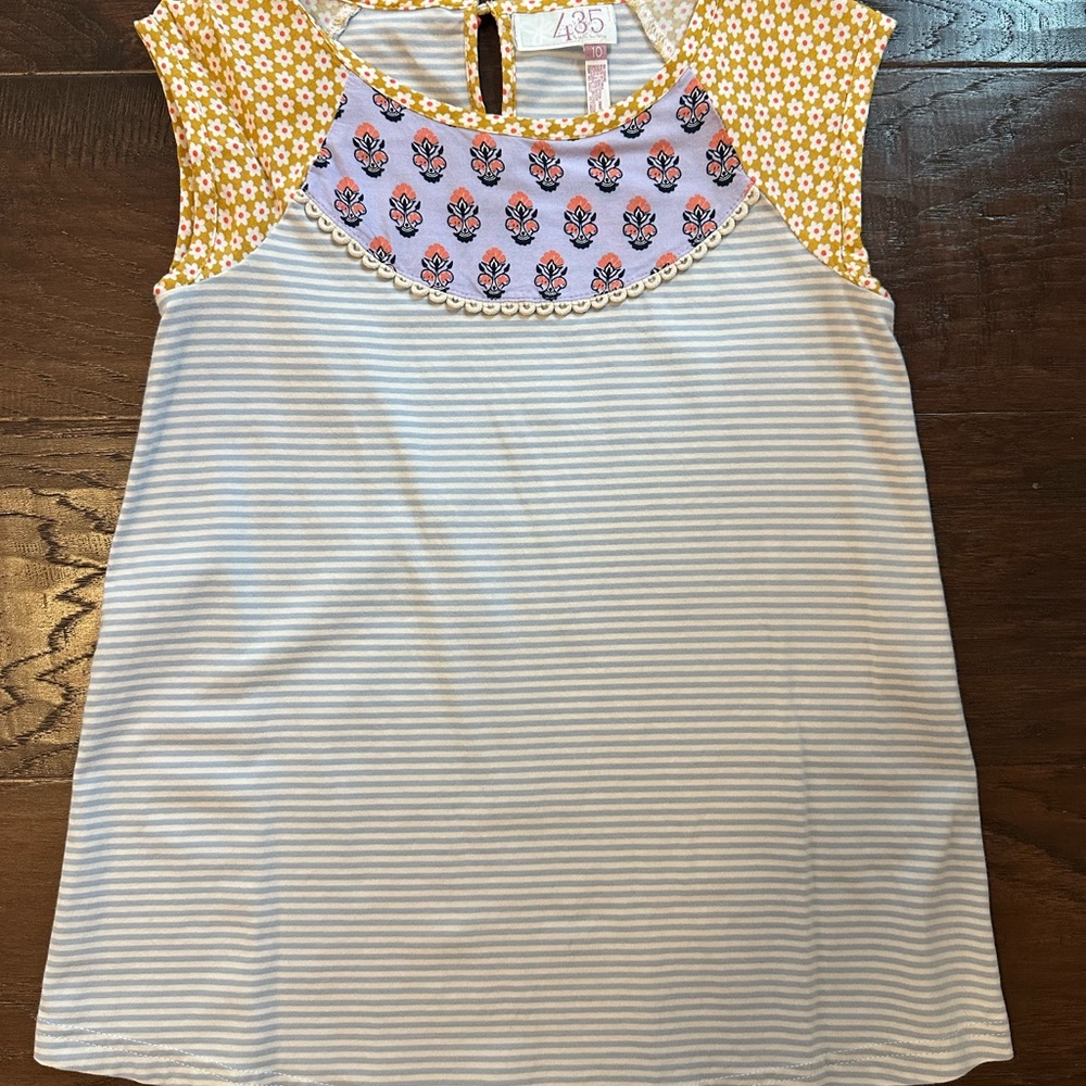 Matilda Jane Sharing Secrets Floral and Striped Sleeveless Top